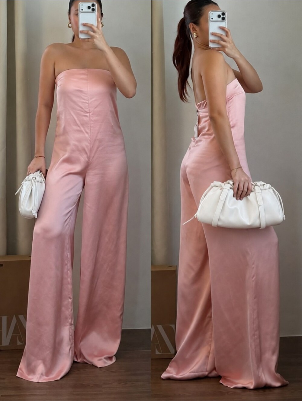 Zara * Satin Jumpsuit Pink Size XS and S